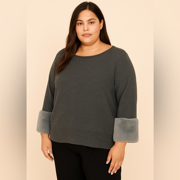 Jessica London Charcoal Knit Top - Picture 1 of 7